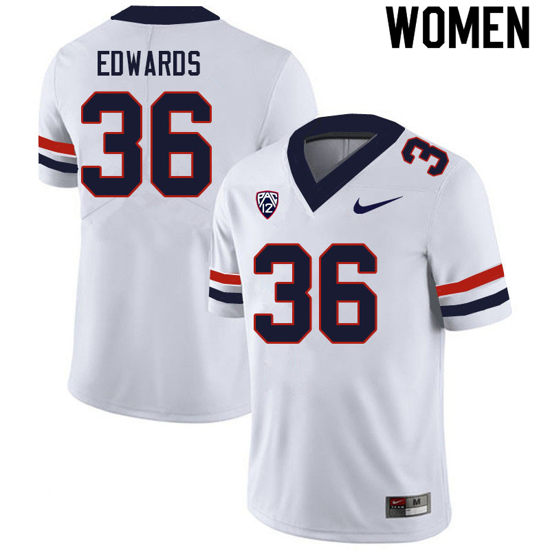 Women #36 RJ Edwards Arizona Wildcats College Football Jerseys Sale-White